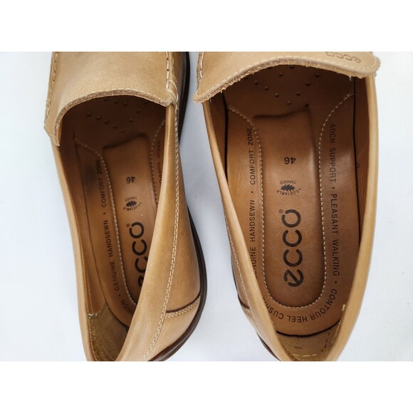 Mens Ecco Tan Brown Genuine Handsewn Leather Driving Moccasins Loafers 46 Sz 12‎ - Picture 11 of 16